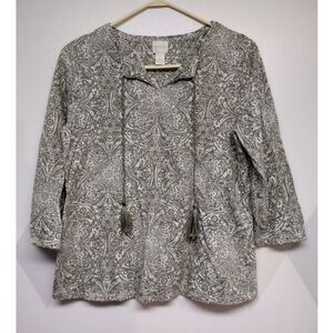 Chico's boho tunic top with strings and tassels